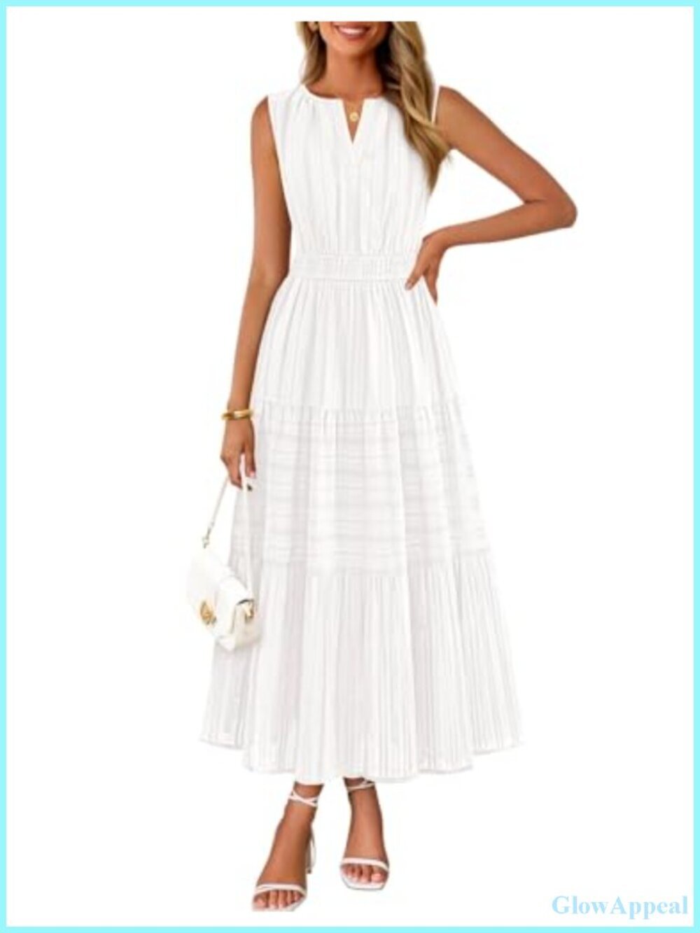 Sleeveless V Neck Midi Maxi Dress with Pockets, Boho Tiered, Casual, Modest